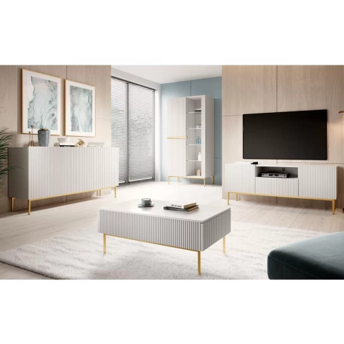 Komoda Nicole 150 cm - biały mat / złote nóżki